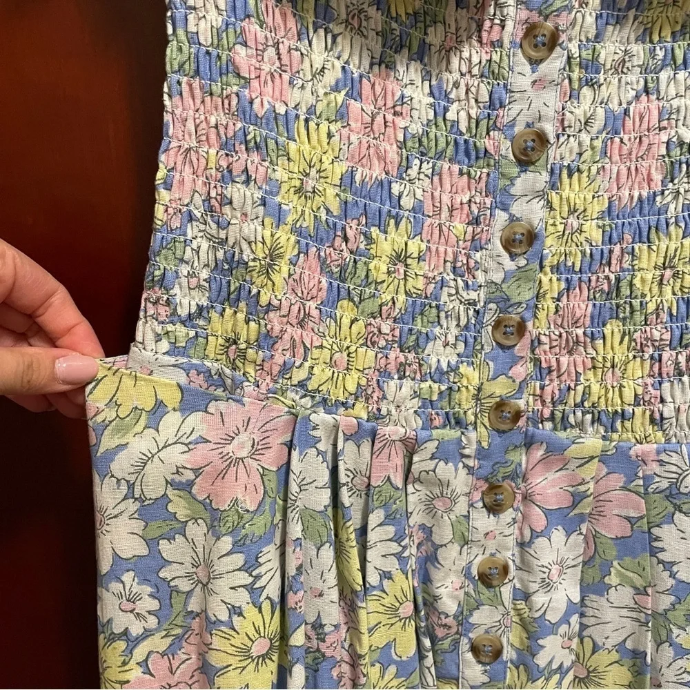 Free People Lewis Smocked Floral Maxi Dress – NWOT Size S Romantic Boho - Picture 7 of 8